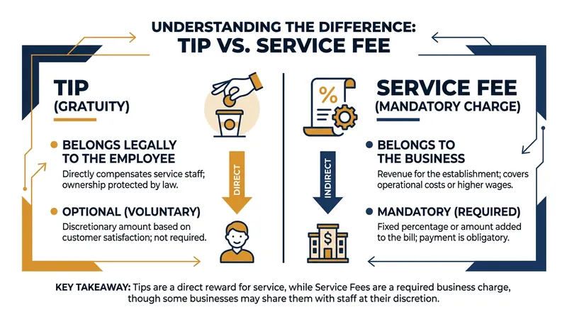 Understanding the legal distinction between a gratuity and a service surcharge.
