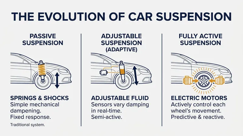 The evolution from reactive shock absorbers to fully active, electrified suspension systems.
