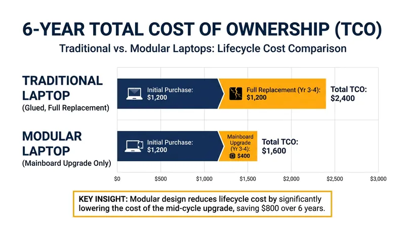 While modular laptops carry an upfront premium, they offer significant savings over a multi-year lifespan.