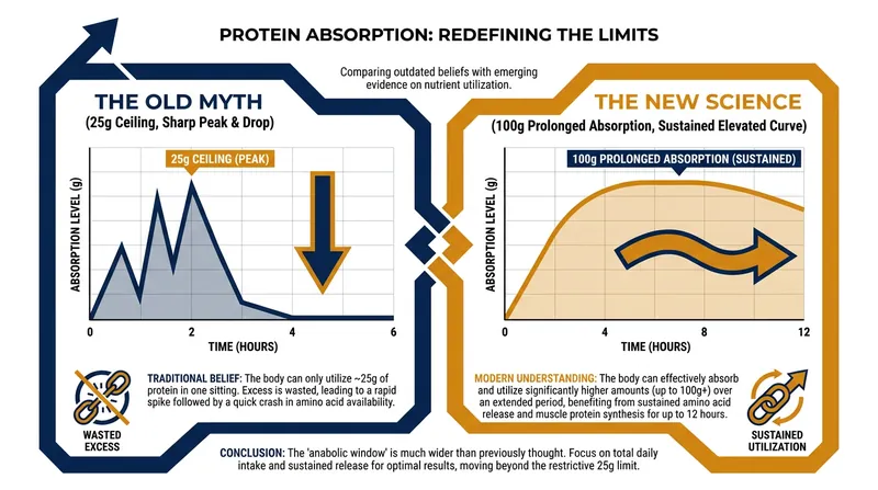A 100-gram bolus of protein sustains muscle synthesis for more than 12 hours.