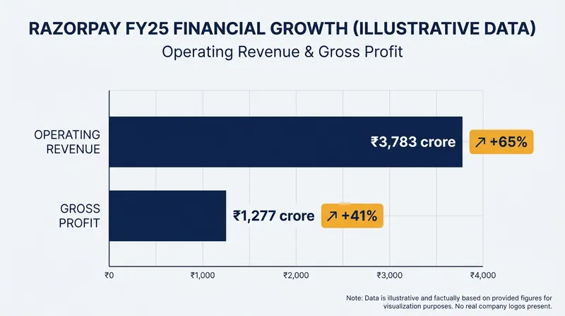 Razorpay posted significant topline growth in FY25, though one-time costs kept the bottom line in the red.