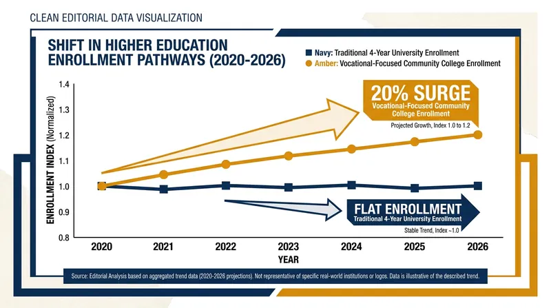Vocational enrollment has surged nearly 20% since 2020, outpacing traditional university growth.