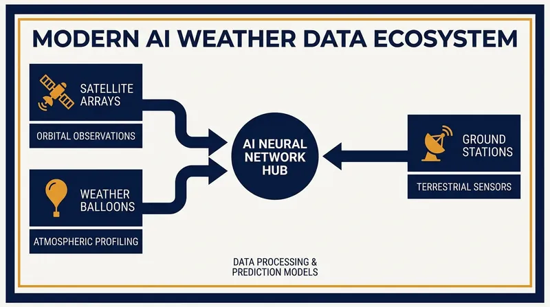 To maximize accuracy, AI models require dense, high-frequency data from new satellite constellations and long-duration weather balloons.