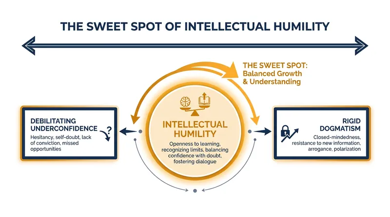 Psychologists define intellectual humility as the optimal balance between dogmatism and underconfidence.