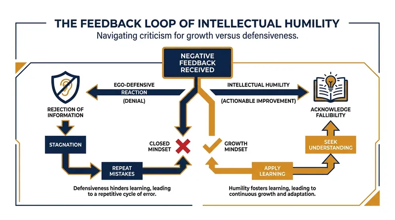 Intellectually humble individuals bypass ego-defensive reactions to extract actionable improvements from negative feedback.