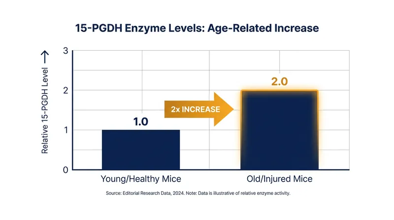 Enzyme levels double in joints affected by age or severe injury.