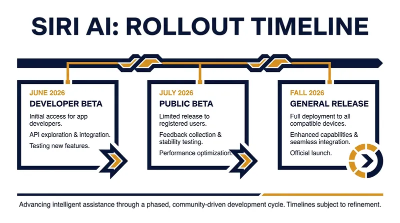 The Siri AI rollout will happen in phases, culminating in a public release this fall.