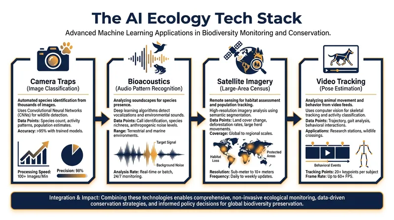 The four primary pillars of AI-assisted wildlife monitoring in 2026.