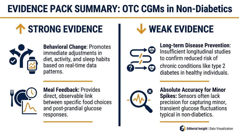 A summary of the current clinical evidence supporting the use of CGMs in healthy populations.