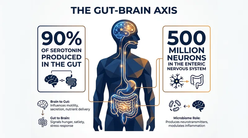 The vagus nerve serves as a bidirectional superhighway, allowing the gut microbiome to send chemical signals directly to the brain.