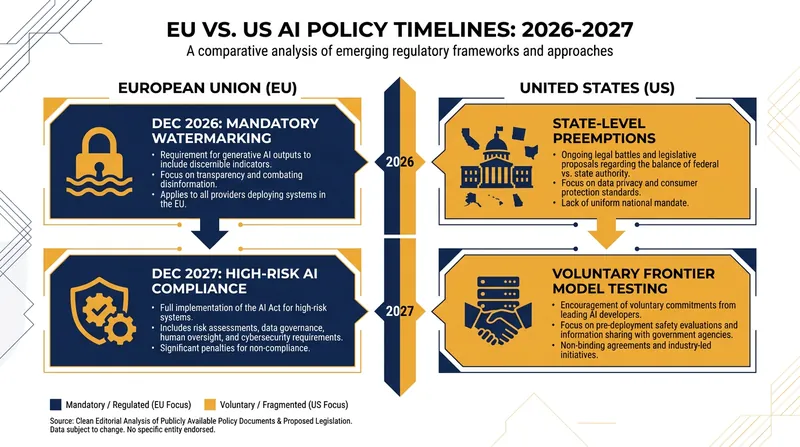 Key regulatory milestones and policy shifts for the EU and US in 2026.