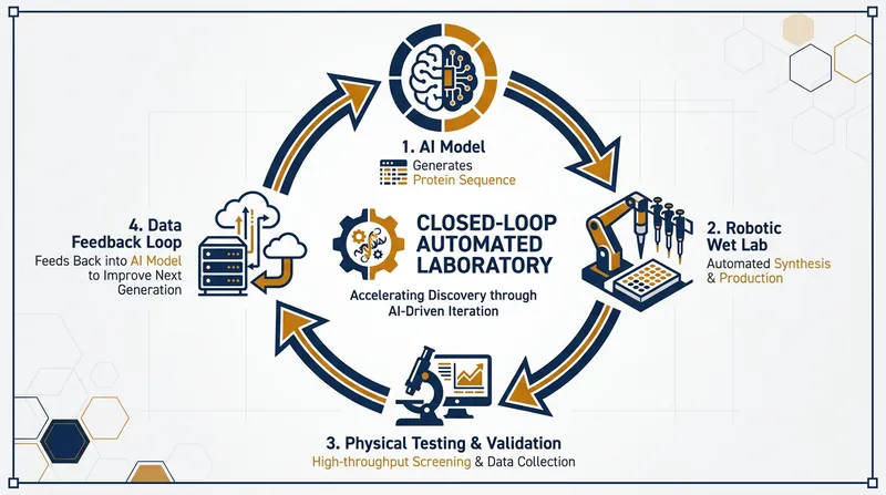 Bridging the generalization gap requires integrating AI design with automated physical testing.