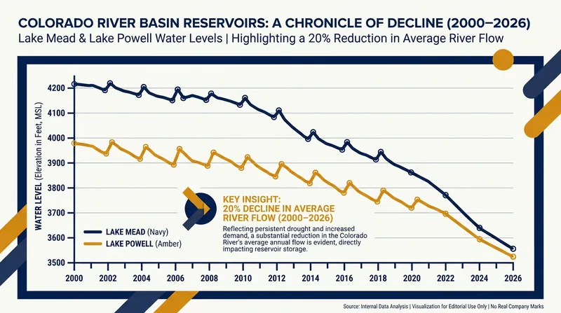 Reservoir levels have steadily declined since the onset of the megadrought in 2000.