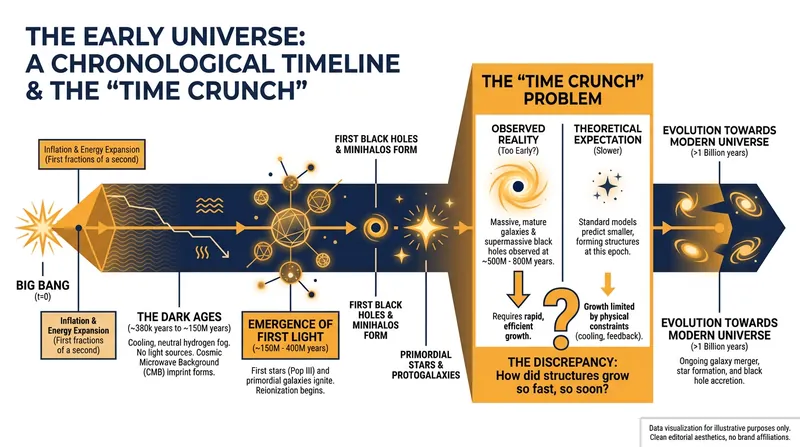 The traditional timeline of galaxy formation did not allow enough time for stellar-mass black holes to grow into supermassive behemoths.