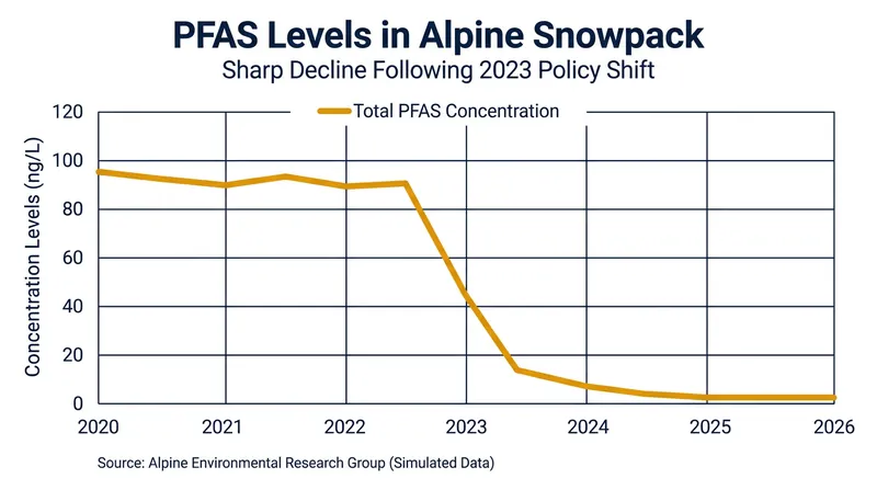 The FIS ban has led to a rapid decline in 'forever chemicals' found in alpine environments.