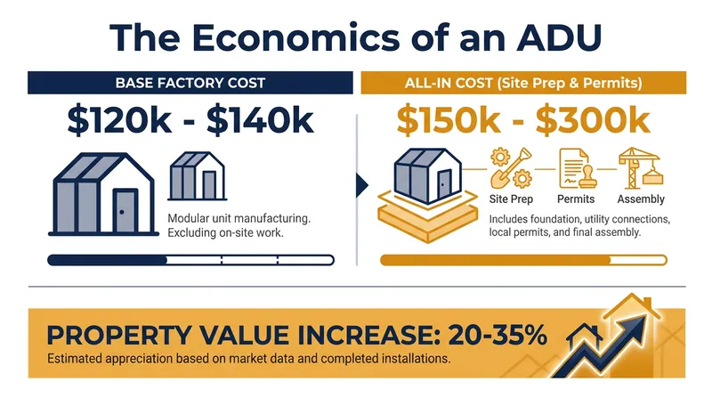 While factory-built units offer significant savings, site preparation and permitting still make up a large portion of the total project cost.
