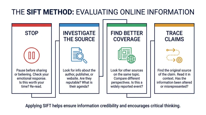 The SIFT method translates the habits of professional fact-checkers into four rapid steps.