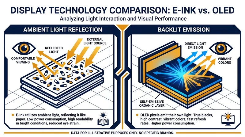Unlike backlit iPads, e-ink displays reflect ambient light, drastically reducing eye strain.