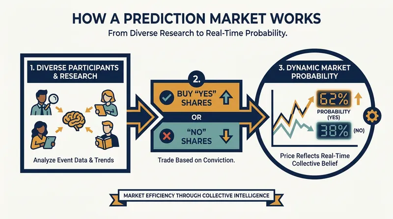 By attaching financial risk to predictions, markets filter out frivolous guesses and aggregate collective knowledge.