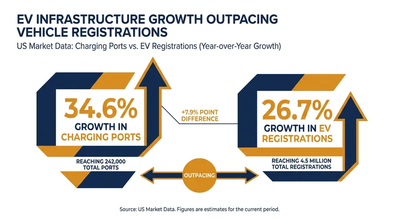 For the first time, the deployment of public charging ports is outpacing the growth of electric vehicle registrations.