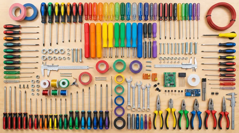 Symmetrical organization, or 'knolling', drastically reduces cognitive load for the viewer.