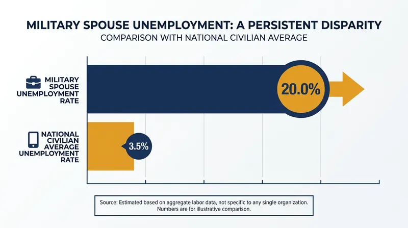 Military spouse unemployment remains significantly higher than the civilian average.