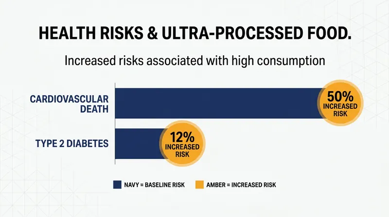 Recent umbrella reviews have linked high UPF consumption to severe, long-term metabolic risks.