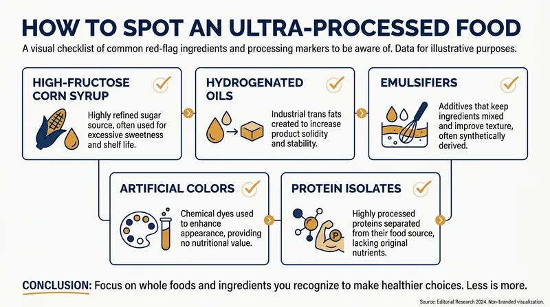 If an ingredient list contains items you wouldn't find in a home kitchen, the food is likely ultra-processed.