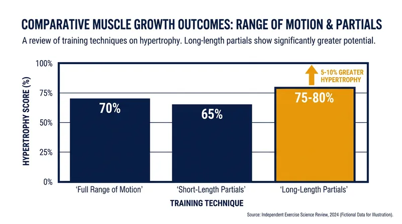 Studies consistently show that partial repetitions performed in the stretched position outperform partials in the contracted position.