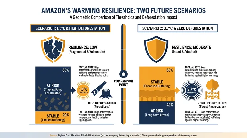 Halting deforestation dramatically increases the temperature threshold the Amazon can withstand.