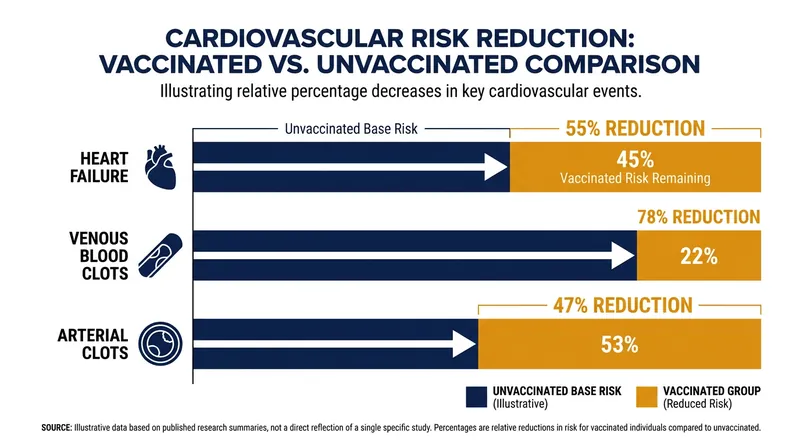 Vaccinated individuals showed dramatically lower rates of severe cardiovascular complications in the month following an infection.