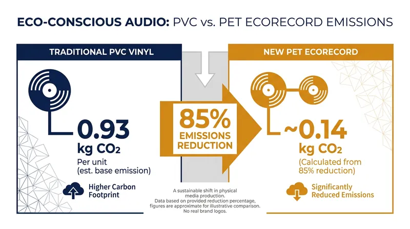 Replacing PVC with PET drastically reduces the carbon footprint of physical music media.