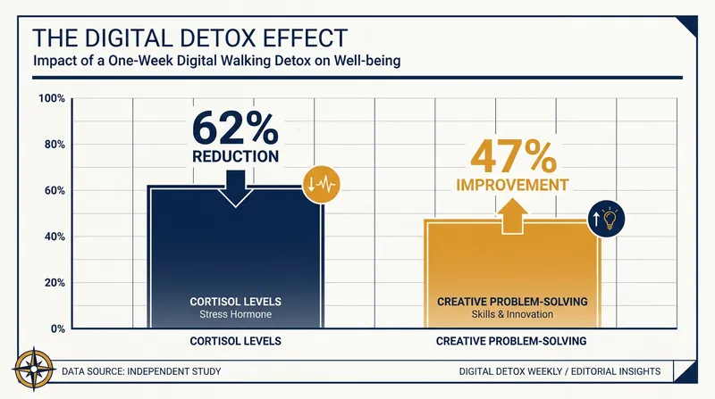 Studies show that disconnecting from screens while walking significantly regulates the nervous system.