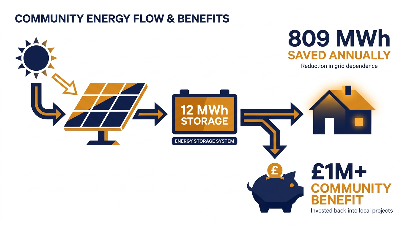 How the co-located battery system maximizes the solar farm's efficiency and community returns.