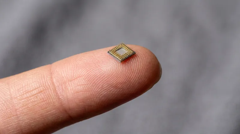 Microelectrode arrays are implanted directly onto the brain's motor cortex to capture neural signals.