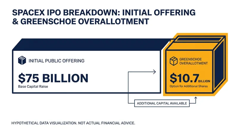 Underwriters exercised a massive greenshoe option, pushing the total IPO raise to $85.7 billion.