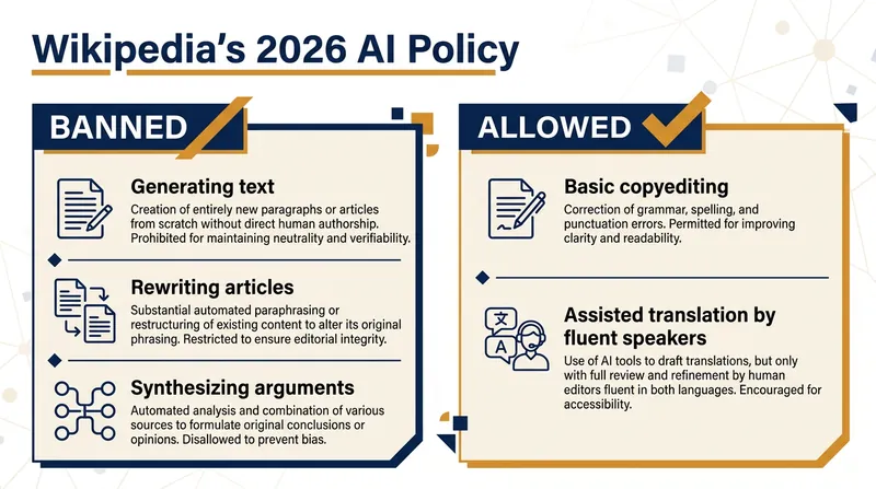 The March 2026 policy establishes bright-line rules for how editors can interact with large language models.