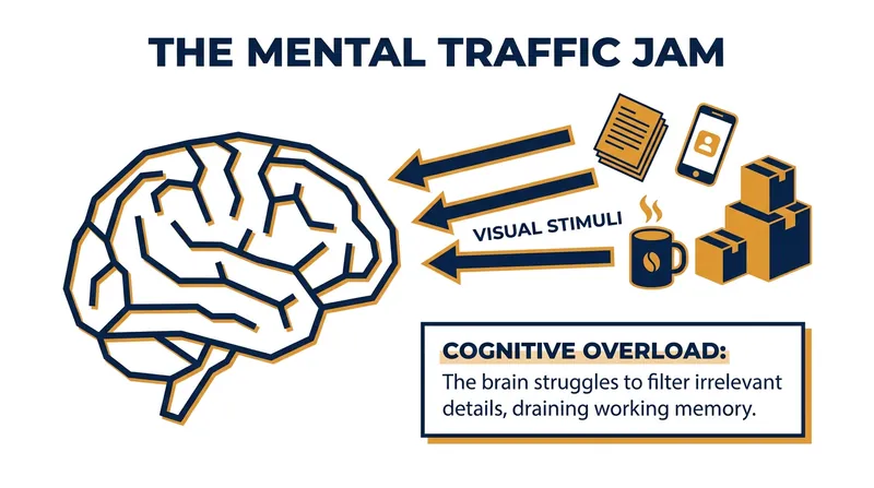 How visual clutter overwhelms the visual cortex and impairs focus.
