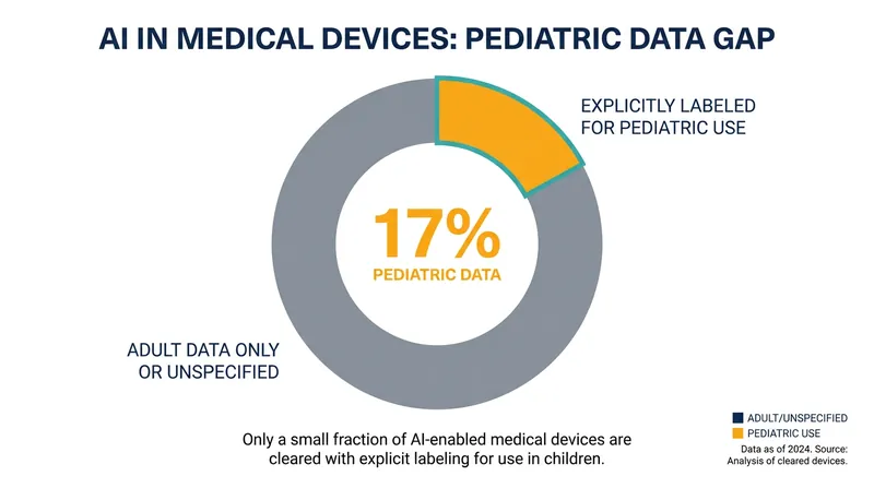 Only a small fraction of FDA-authorized AI medical devices are explicitly validated for pediatric use.