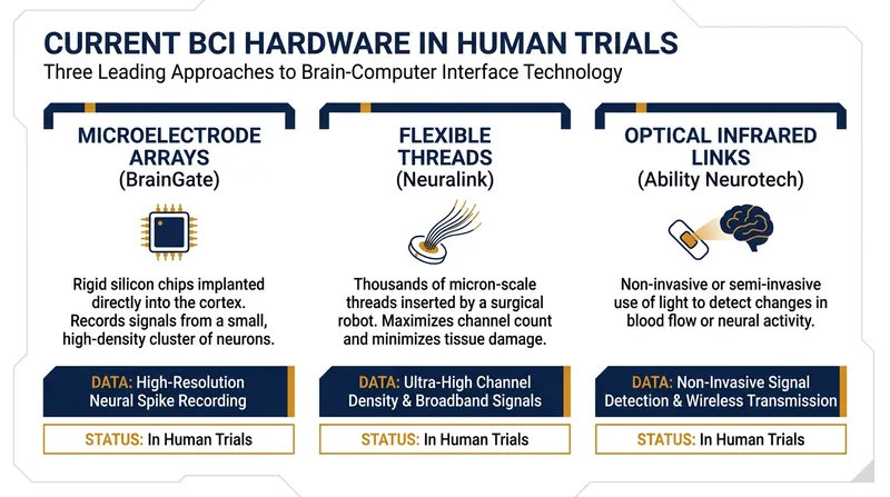 The commercial neurotechnology sector is testing multiple hardware approaches to bypass damaged neural pathways.