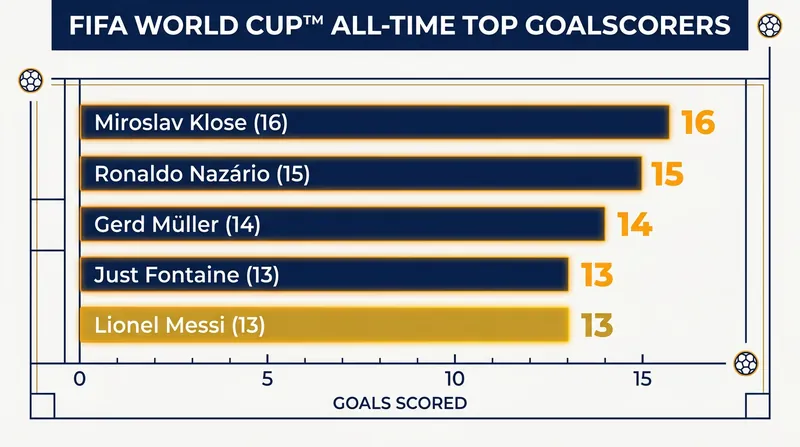 Messi sits just three goals behind Miroslav Klose's all-time World Cup scoring record.