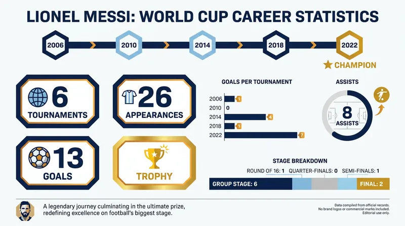Messi enters the 2026 tournament already holding the outright record for World Cup appearances.