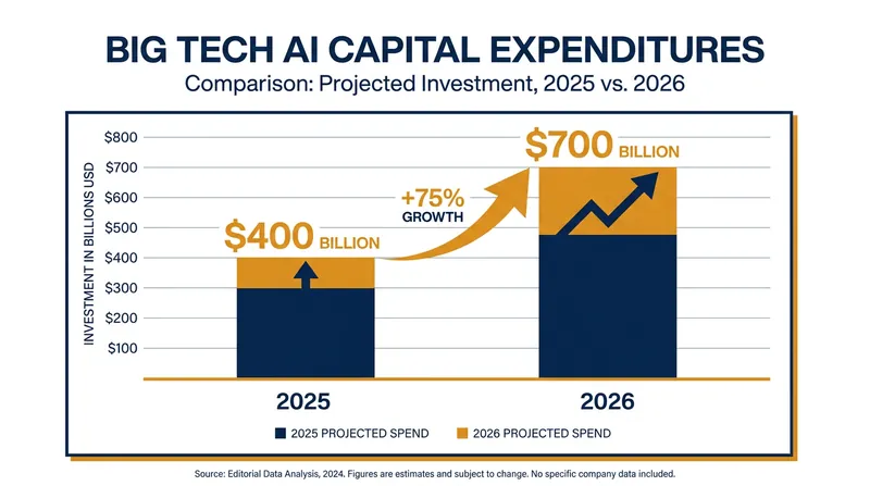 Combined capital outlays for AI infrastructure across Big Tech are projected to reach $700 billion this year.