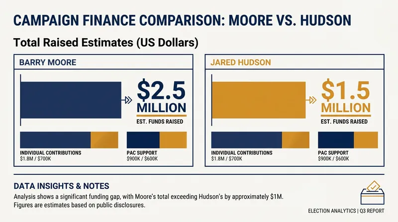 Campaign fundraising totals ahead of the Alabama Senate primary.