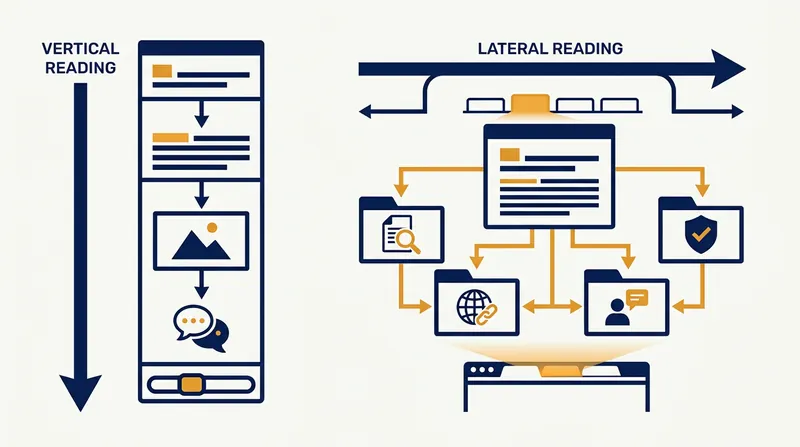 Lateral reading involves leaving a website to see what other trusted sources say about it.