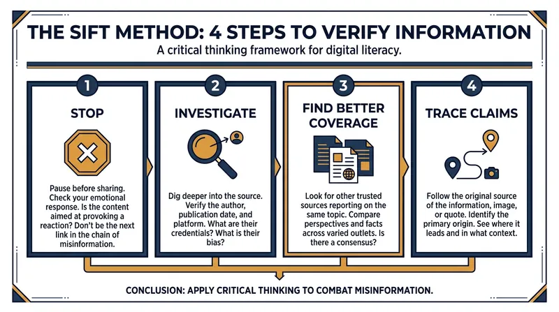 The SIFT method provides a rapid, four-step framework for evaluating online claims.
