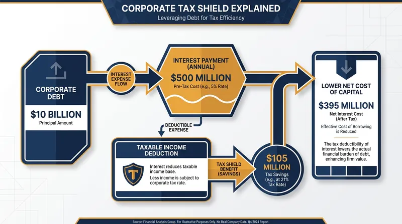 The tax deductibility of interest payments makes corporate borrowing significantly cheaper than it appears on paper.