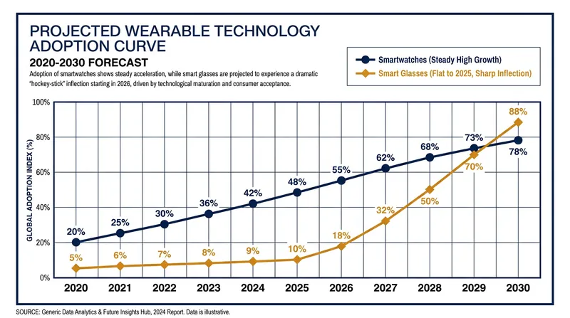 Industry analysts project smart glasses adoption to sharply accelerate following the 2026 fashion-first hardware pivot.