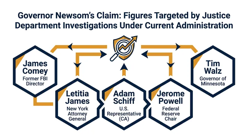 Newsom claims he is the latest addition to a growing list of political opponents investigated by the Justice Department.
