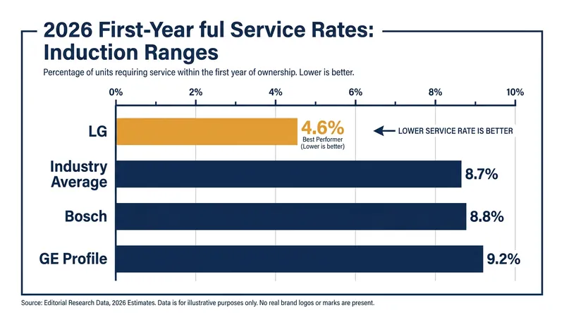 First-year service rates highlight LG as the most reliable induction brand in 2026.